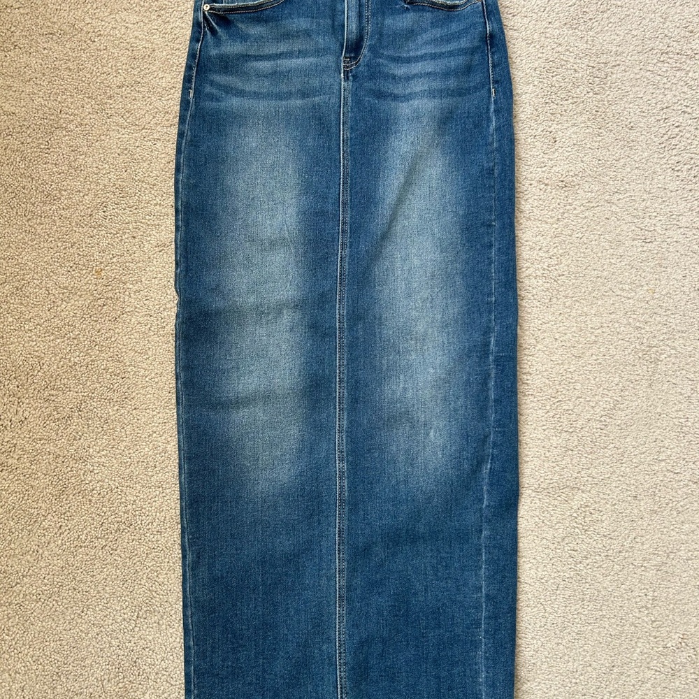 Insane Gene Women’s Maxi Denim Skirt in Dark Blue - Picture 3 of 4